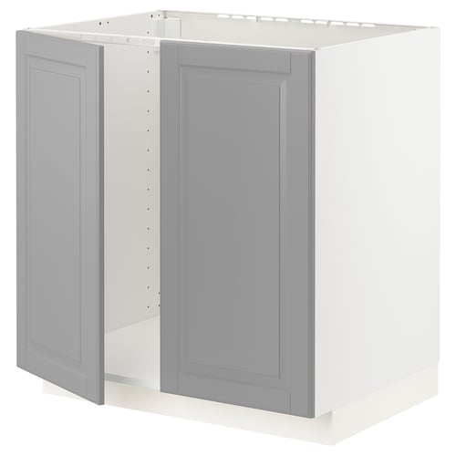 METOD kitchen cabinet. White and grey, rectangular with grey doors, simple design.