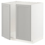 METOD Base cabinet for sink + 2 doors, white/Lerhyttan light grey, 80x60x80 cm