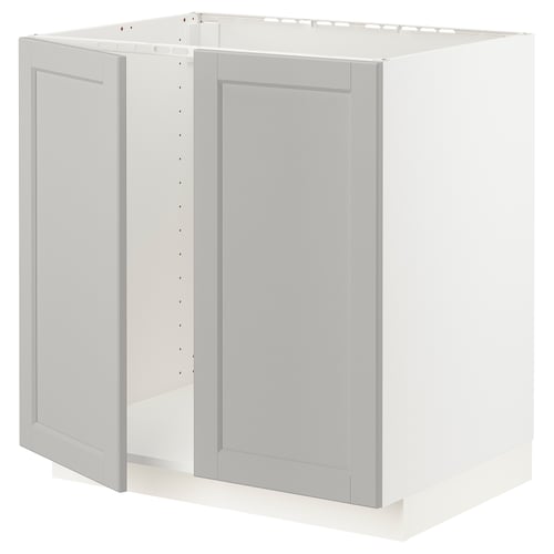 METOD kitchen frame, light grey lerhyttan, wooden, rectangle, modern traditional.