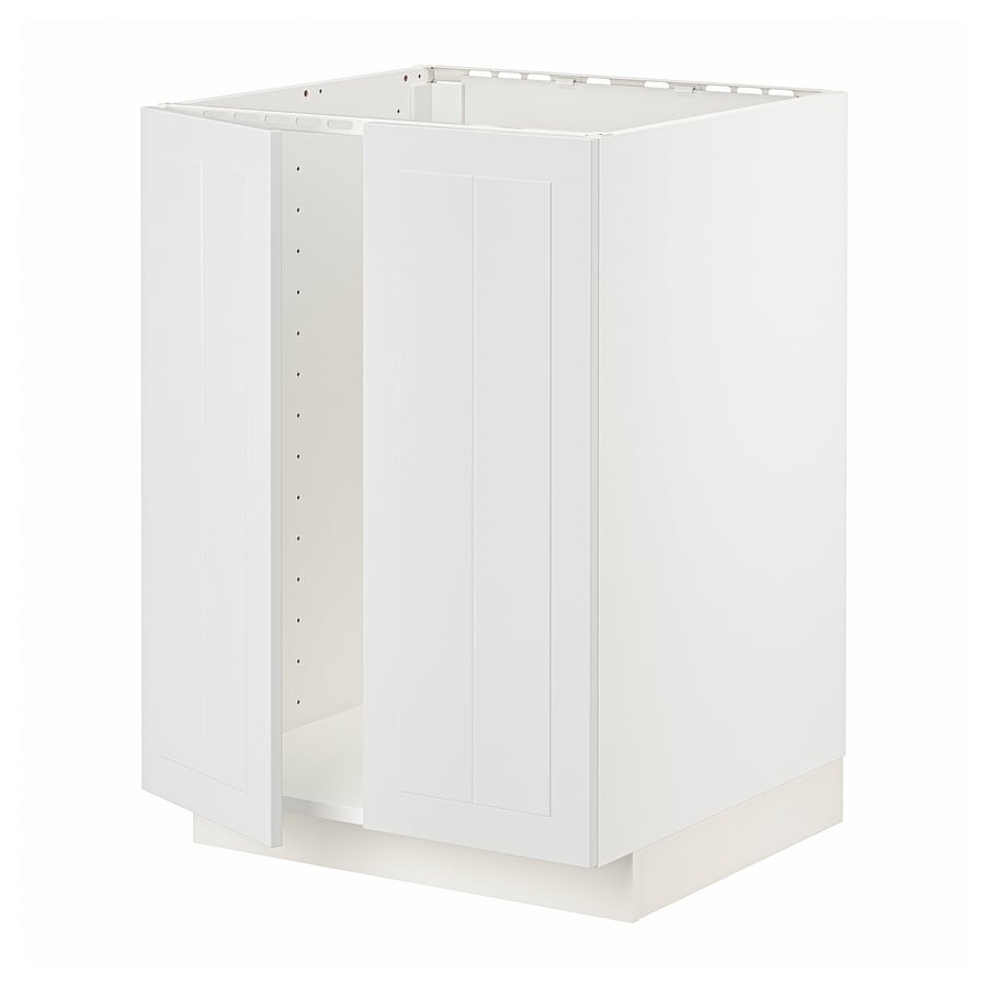 METOD base for sink + 2 doors, white/Stensund white, 60x60x80