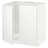 METOD Base cabinet for sink + 2 doors, white/Voxtorp matt white, 80x60x80 cm