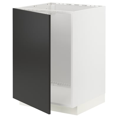 METOD Base cabinet for sink, white/Nickebo matt anthracite, 60x60x80 cm