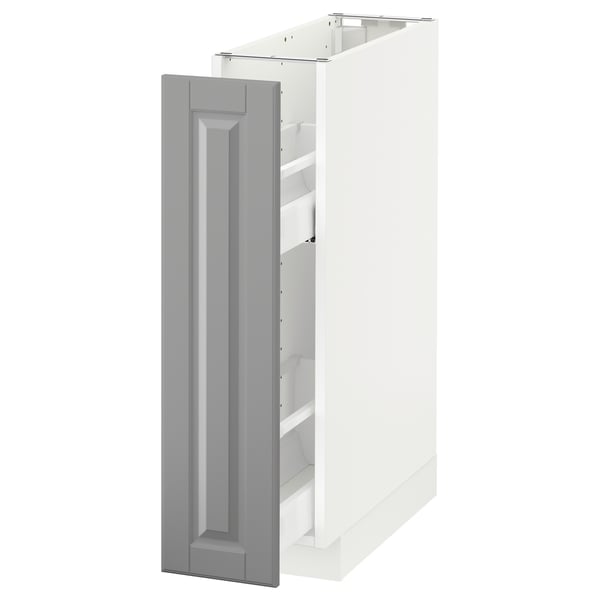 METOD Base cabinet/pull-out int fittings, white/Bodbyn grey, 20x60x80 cm