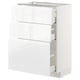 METOD Base cabinet with 3 drawers, white Maximera/Voxtorp high-gloss/white, 60x37x80 cm
