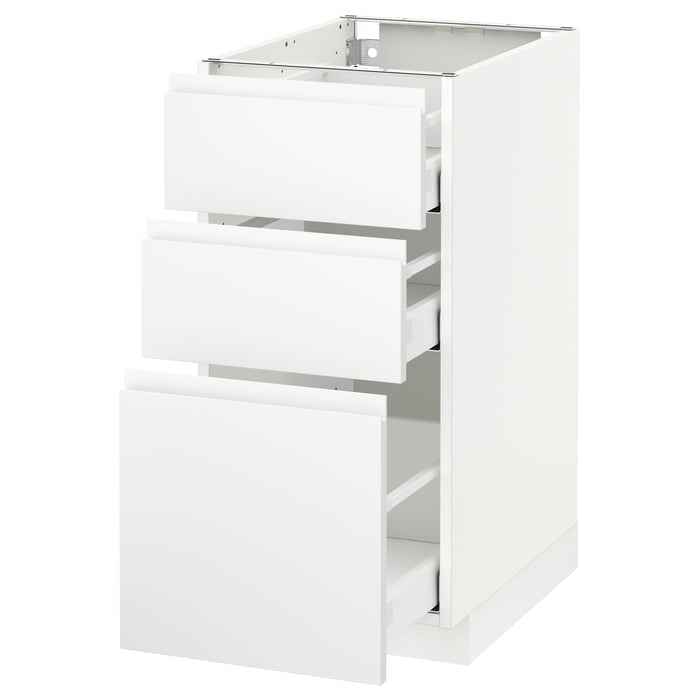 METOD base with 3 drawers, white Maximera/Voxtorp matt white