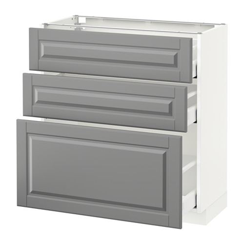 METOD Base with 3 drawers Bodbyn grey, 80x37x80 cm IKEA