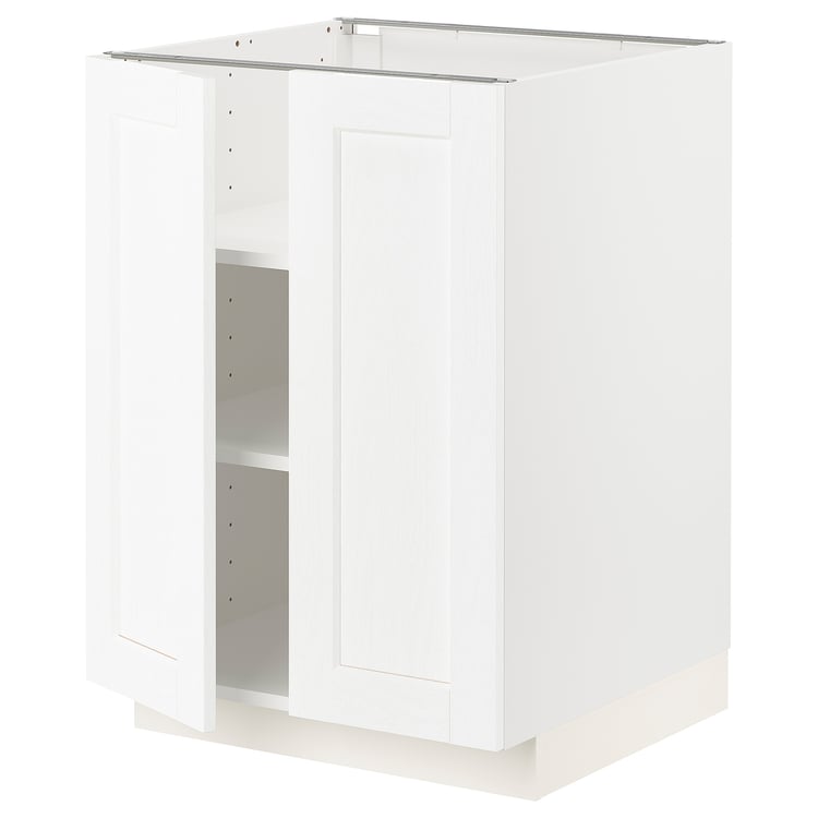 METOD base with shelves/2 doors, white Enköping/white wood
