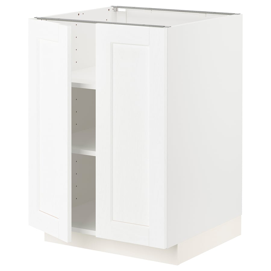 METOD base with shelves/2 doors, white Enköping/white wood effect, 60x60x80 cm IKEA