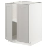 METOD Base cabinet with shelves/2 doors, white/Lerhyttan light grey, 60x60x80 cm