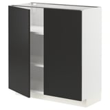 METOD Base cabinet with shelves/2 doors, white/Nickebo matt anthracite, 80x37x80 cm