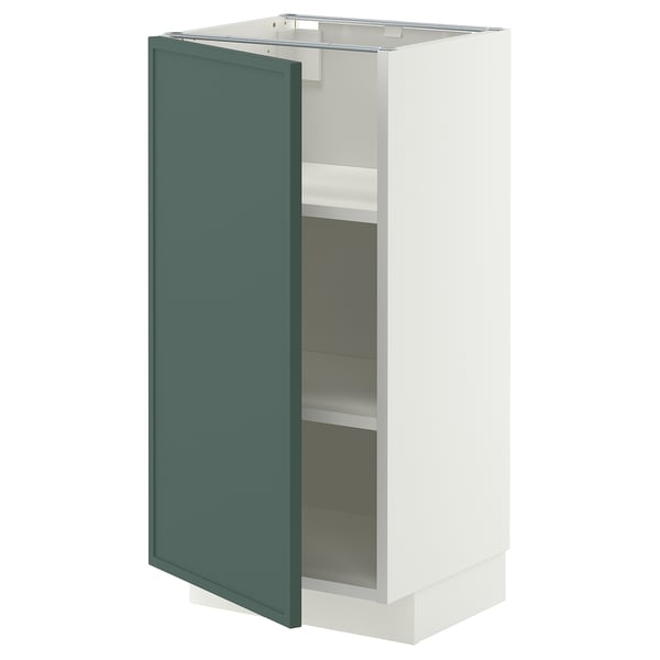 METOD Base cabinet with shelves, white/Aspudden dark grey-green, 40x37x80 cm