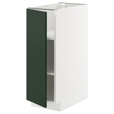 METOD Base cabinet with shelves, white/Havstorp deep green, 30x60x80 cm