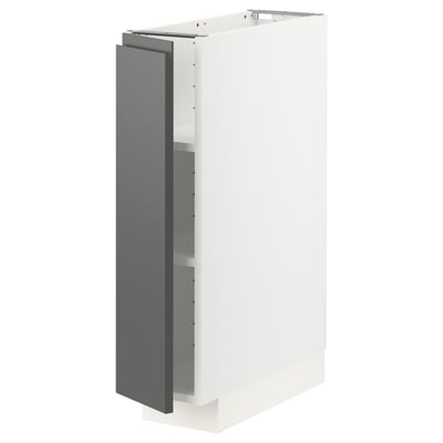 METOD Base cabinet with shelves, white/Voxtorp dark grey, 20x60x80 cm