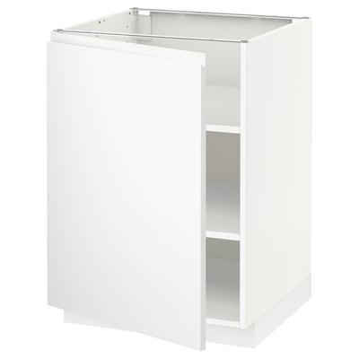 METOD Base cabinet with shelves, white/Voxtorp matt white, 60x60x80 cm