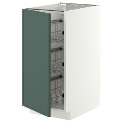 METOD Base cabinet with wire baskets, white/Aspudden dark grey-green, 40x60x80 cm