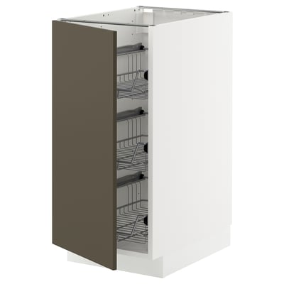 METOD Base cabinet with wire baskets, white/Havstorp brown-beige, 40x60x80 cm