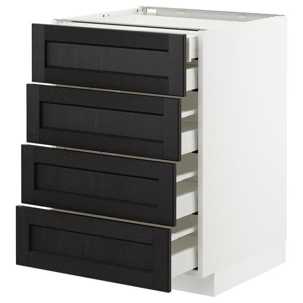 METOD Base cb 4 frnts/2 low/3 md drwrs, white Maximera/Lerhyttan black stained, 60x60x80 cm