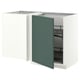 METOD Corner base cab w pull-out fitting, white/Aspudden dark grey-green, 128x68x80 cm