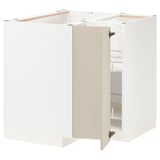 METOD Corner base cabinet with carousel, white/Havstorp beige, 88x88x80 cm