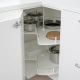 METOD Corner base cabinet with carousel, white/Veddinge white, 88x88x80 cm