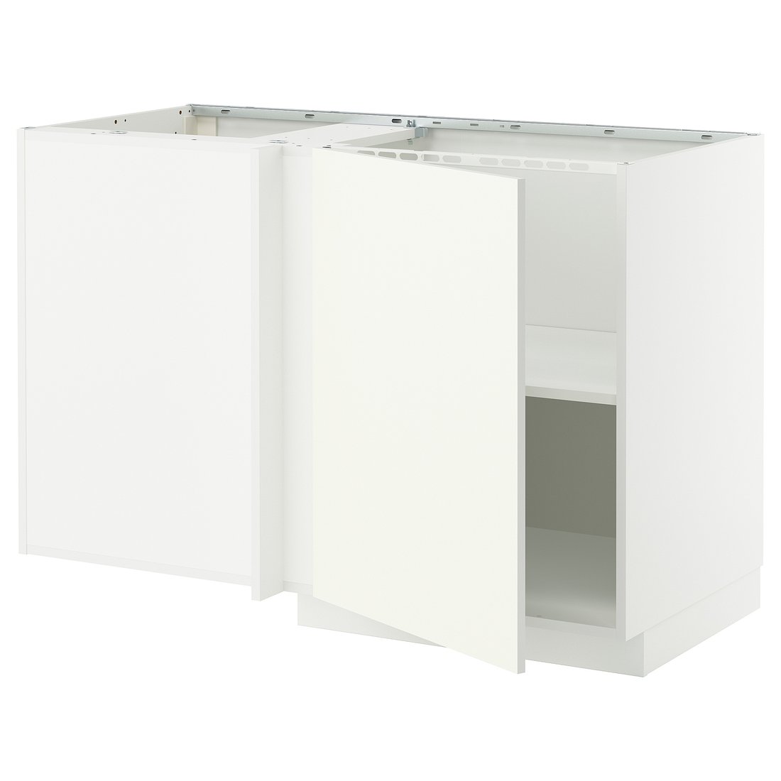 METOD corner base cabinet with shelf, white/Vallstena white, 128x68x80 ...