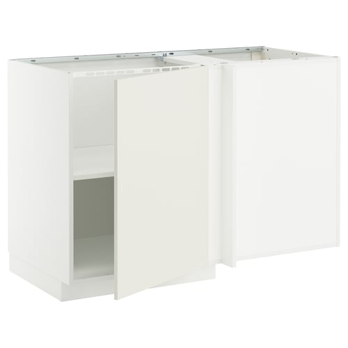METOD corner base cabinet with shelf, white/Veddinge white, 128x68x80 ...