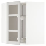 METOD Corner wall cab w carousel/glass dr, white/Lerhyttan light grey, 68x37x80 cm