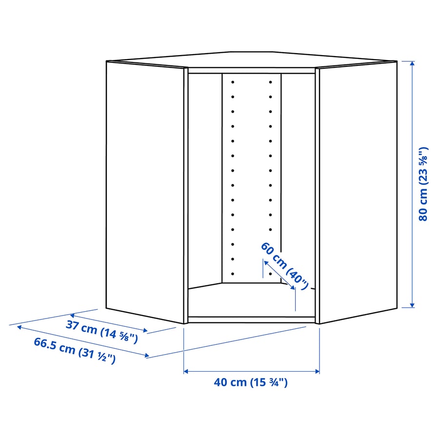 METOD Corner wall cabinet frame, white, 68x68x80 cm - IKEA