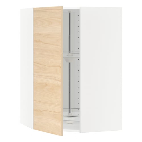 METOD kitchen unit with light ash wooden door, two adjustable shelves.