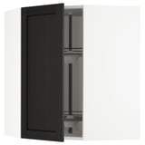 METOD Corner wall cabinet with carousel, white/Lerhyttan black stained, 68x37x80 cm