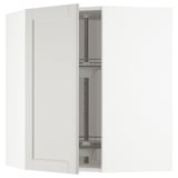 METOD Corner wall cabinet with carousel, white/Lerhyttan light grey, 68x37x80 cm