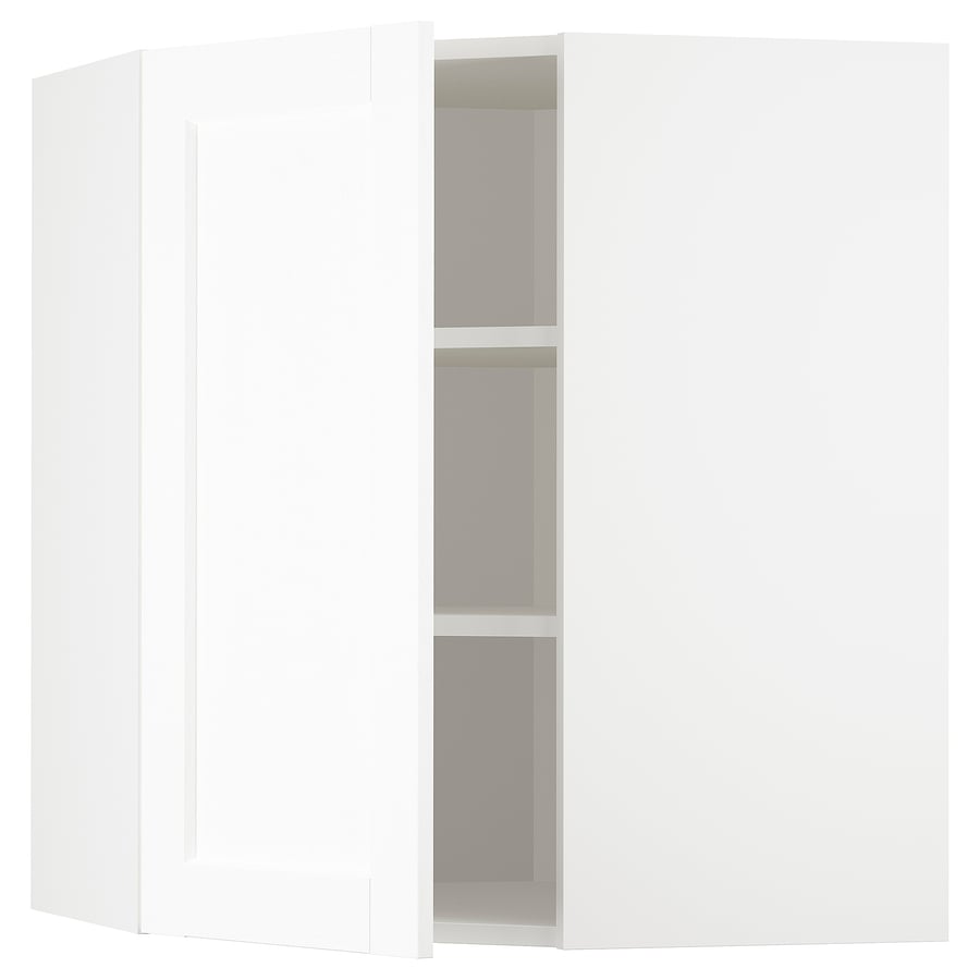 METOD corner wall with shelves, white Enköping/white wood