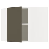 METOD Corner wall cabinet with shelves, white/Havstorp brown-beige, 68x37x60 cm