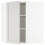 METOD Corner wall cabinet with shelves, white/Lerhyttan light grey, 68x37x80 cm