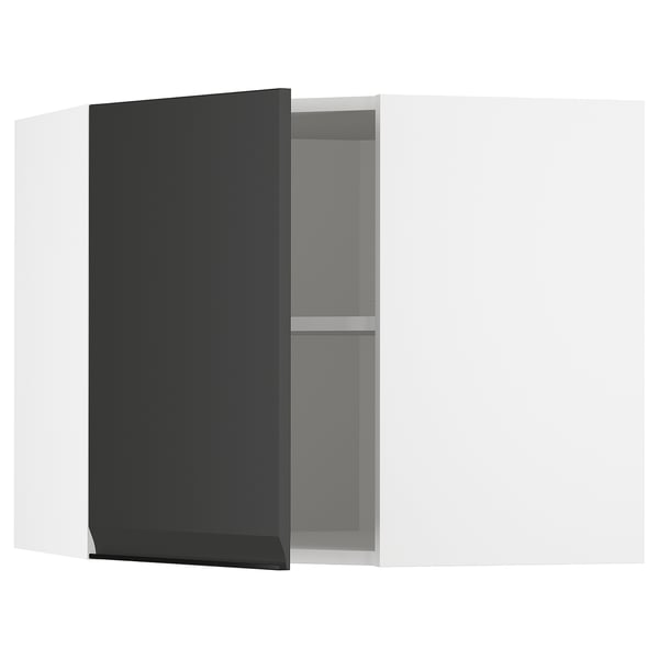 METOD corner wall with shelves, white/Upplöv matt anthracite