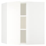 METOD Corner wall cabinet with shelves, white/Vallstena white, 68x37x80 cm