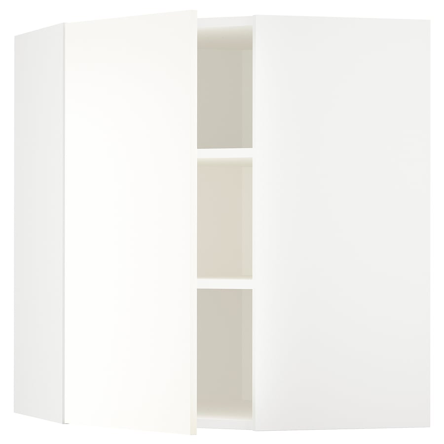 METOD corner wall with shelves, white/Vallstena white, 68x37x80