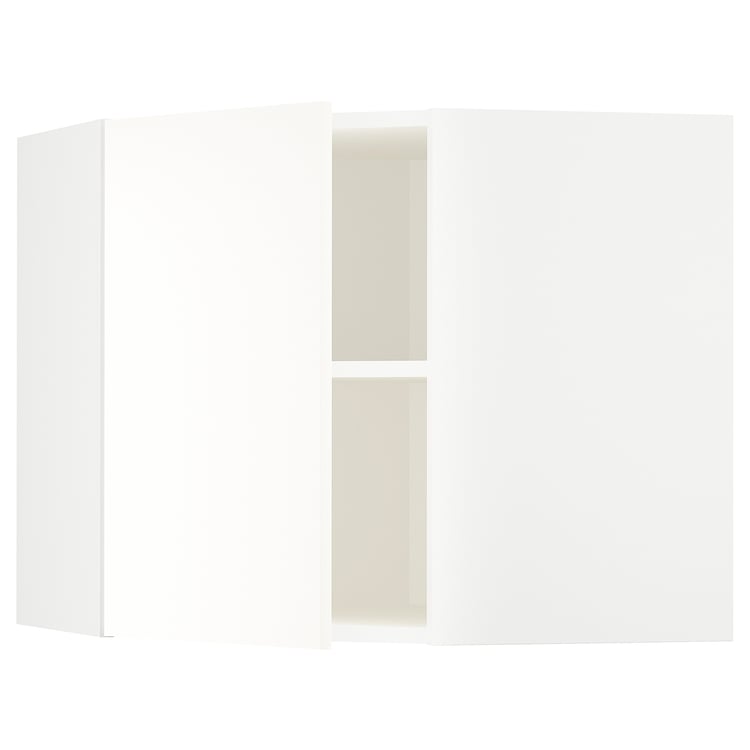 METOD corner wall cabinet with shelves, white/Vallstena white, 68x37x60 ...