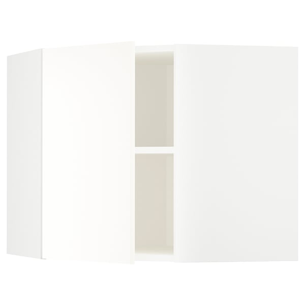 METOD Corner wall cabinet with shelves, white/Vallstena white, 68x37x60 cm