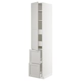METOD Hi cab w shlvs/4 drawers/dr/2 frnts, white Maximera/Lerhyttan light grey, 40x60x220 cm
