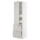 METOD Hi cab w shlvs/4 drawers/dr/2 frnts, white Maximera/Lerhyttan light grey, 60x60x220 cm