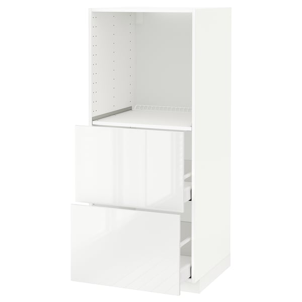 METOD High cabinet w 2 drawers for oven, white Maximera/Ringhult white, 60x60x140 cm