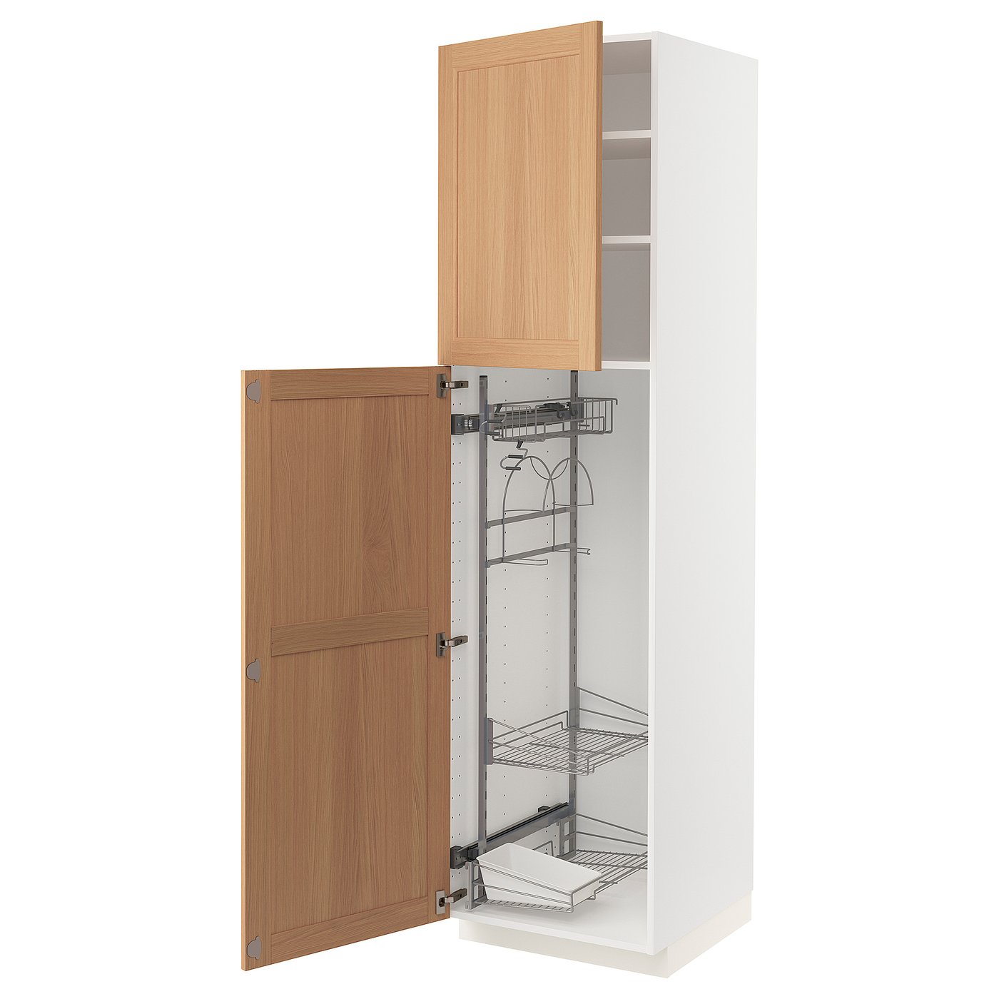 METOD high with cleaning interior, white/Vedhamn oak, 60x60x220