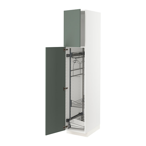 METOD High cabinet with cleaning interior - Bodarp grey ...