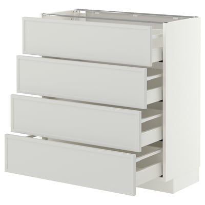 METOD / MAXIMERA Base cab 4 frnts/4 drawers, white/Aspudden light grey, 80x37x80 cm