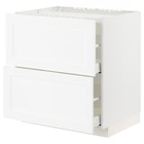 METOD / MAXIMERA Base cab f hob/2 fronts/2 drawers, white Enköping/white wood effect, 80x60x80 cm