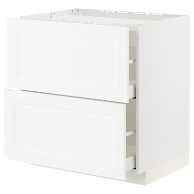 METOD / MAXIMERA Base cab f hob/2 fronts/2 drawers, white Enköping/white wood effect, 80x60x80 cm