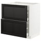 METOD / MAXIMERA Base cab f hob/2 fronts/2 drawers, white/Lerhyttan black stained, 80x60x80 cm