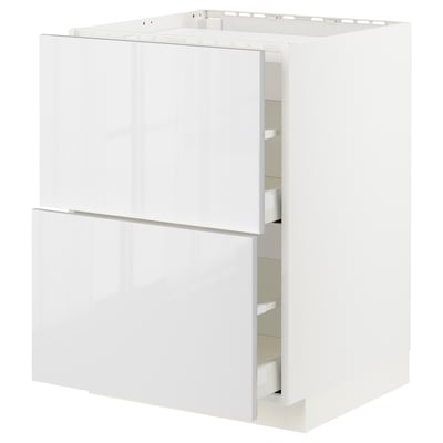 METOD / MAXIMERA Base cab f hob/2 fronts/2 drawers, white/Ringhult white, 60x60x80 cm