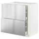 METOD / MAXIMERA Base cab f hob/2 fronts/2 drawers, white/Vårsta stainless steel, 80x60x80 cm